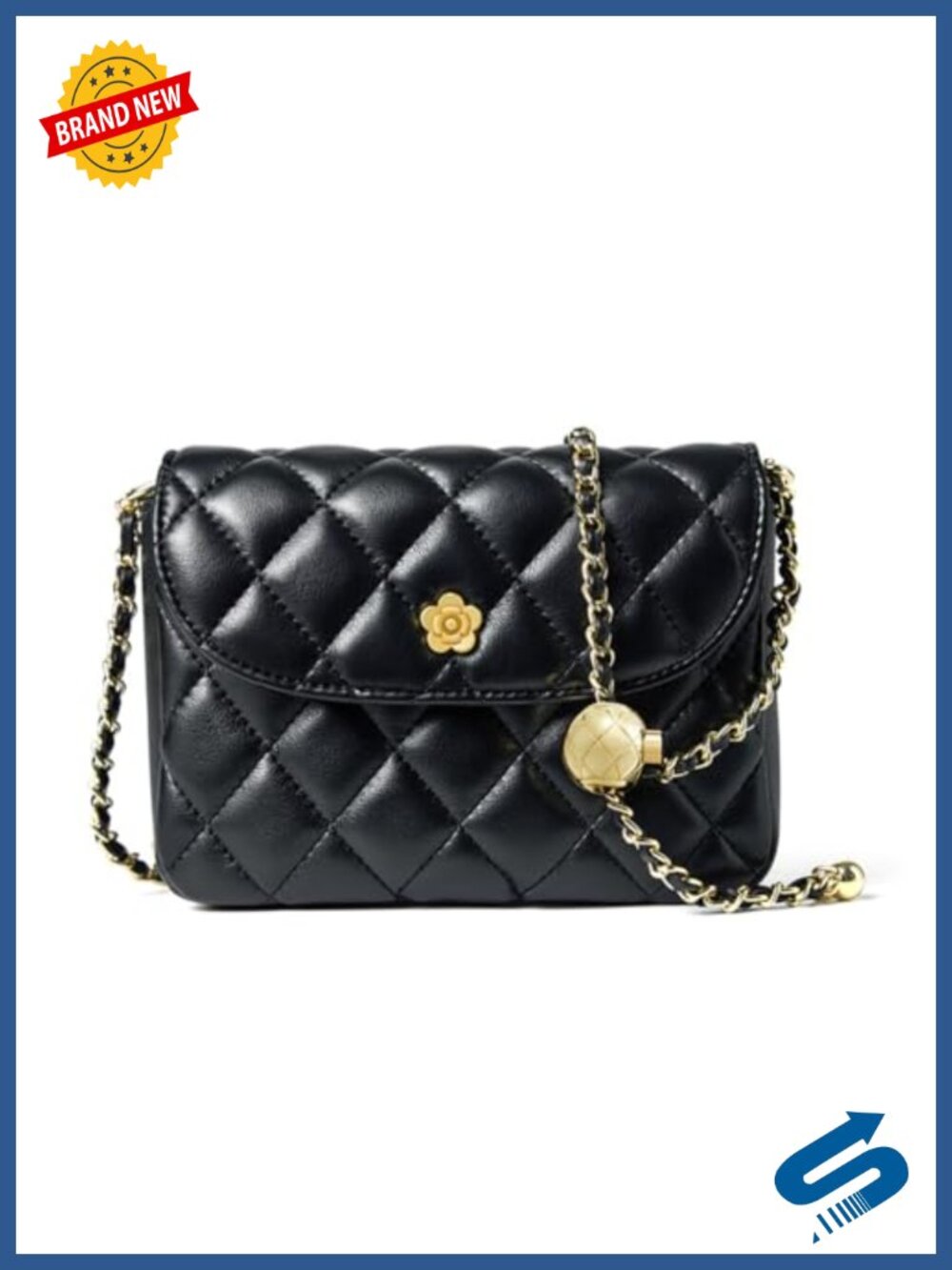 Vintage Quilted Flap Bag Crossbody Chain Strap Leather Women Shoulder Purse